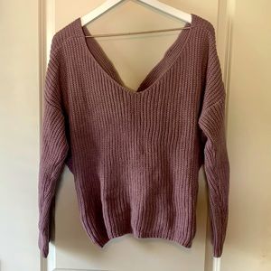 lilac cross back sweater